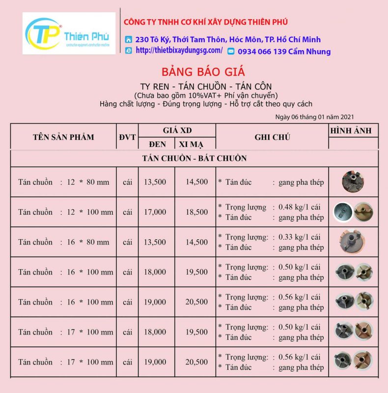 bảng giá bát chuồn d16