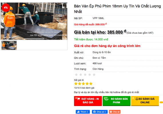 giá ván ép phủ phim 18mm