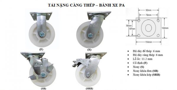 banh xe day nhua pa xoay khoa