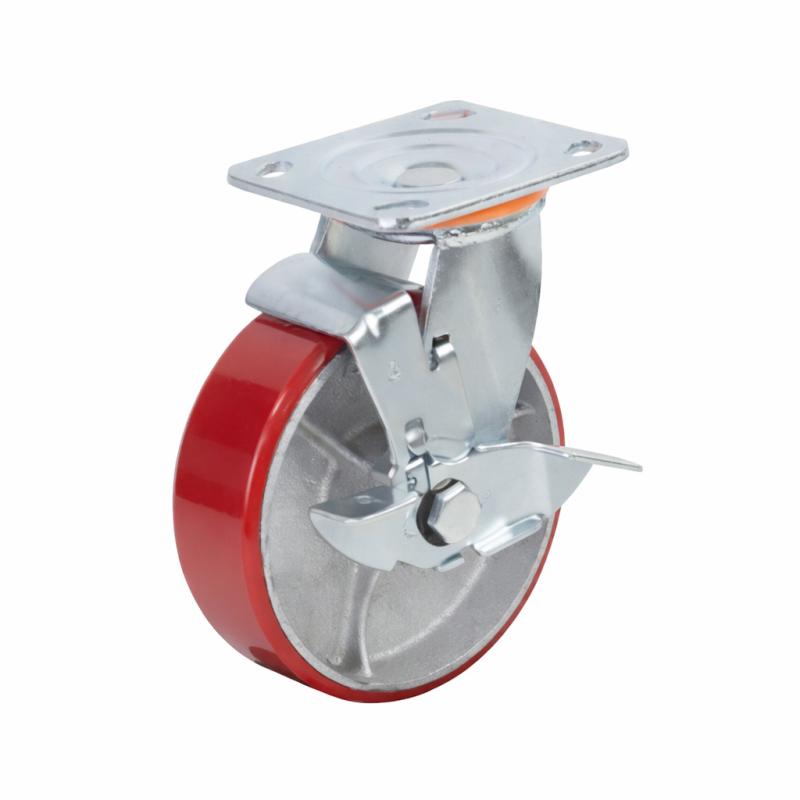 Bánh xe đẩy 125mm xoay khoá PU lõi gang chịu tải tốt, vận hành êm banh xe day 125mm xoay khoa
