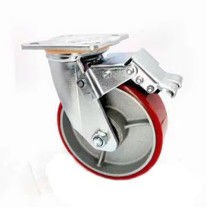 Bánh xe đẩy 100mm xoay khoá PU lõi gang chịu lực tốt banh xe day d100 xoay khoa