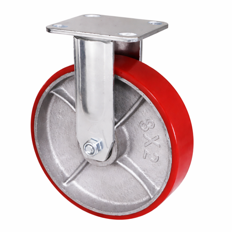 Bánh xe đẩy D150 cố định PU lõi gang chịu tải tốt, vận hành bền bỉ banh xe day d150 co dinh