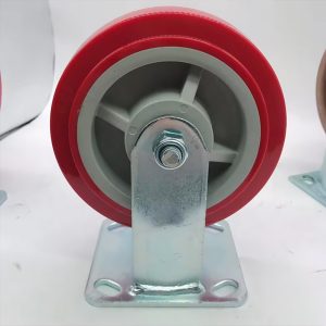 Bánh xe đẩy 100mm cố định PU lõi gang chịu lực tốt banh xe day pu 100mm co dinh