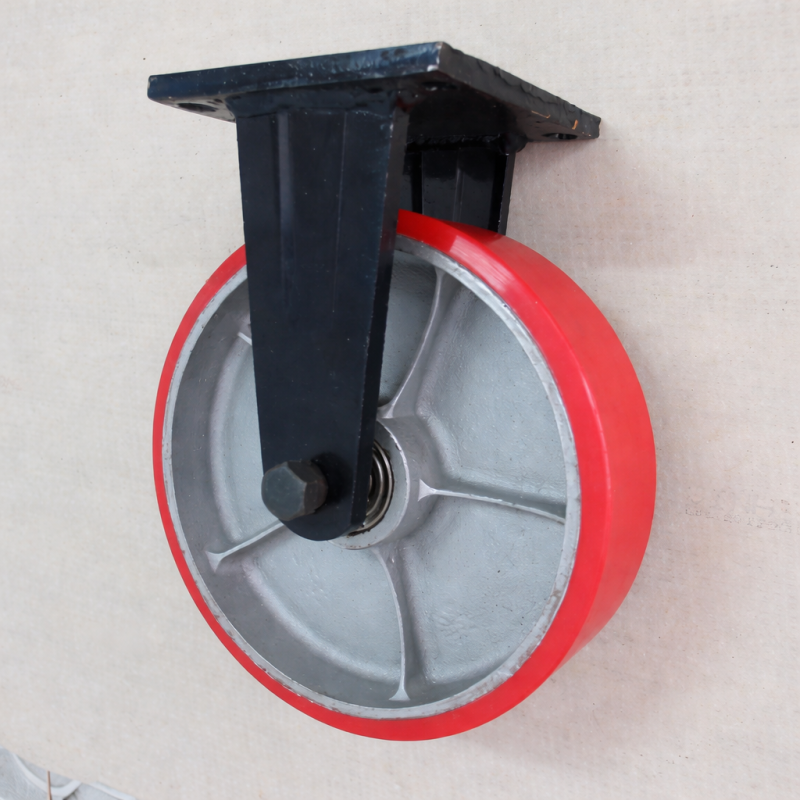 Bánh xe đẩy D150 cố định PU lõi gang chịu tải tốt, vận hành bền bỉ banh xe day pu 150 co dinh