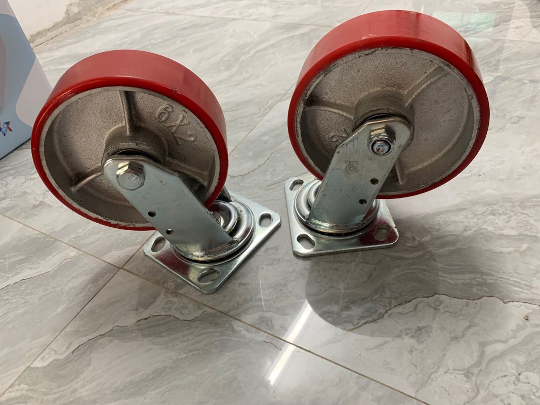 Bánh xe đẩy PU D200 xoay chịu tải tốt, bền bỉ cho xe đẩy công nghiệp banh xe day pu 200mm xoay 1