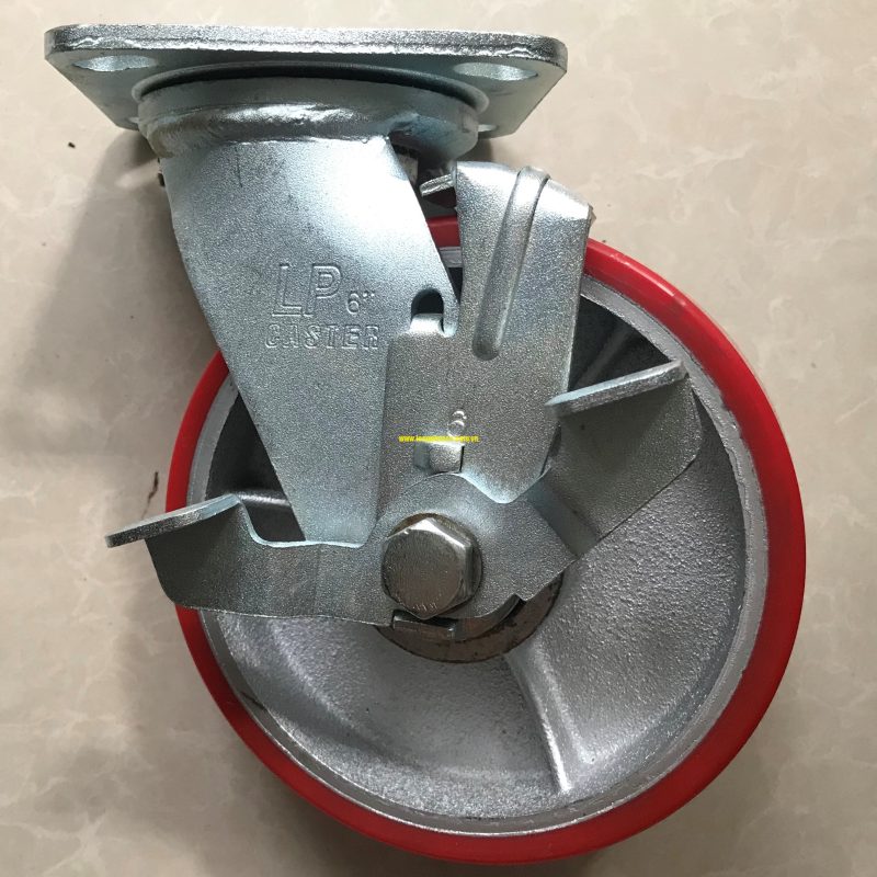 Bánh Xe Đẩy PU D200mm Xoay Khoá Bền Bỉ, Linh Hoạt Cho Xe Đẩy Hàng banh xe day pu d200mm xoay khoa