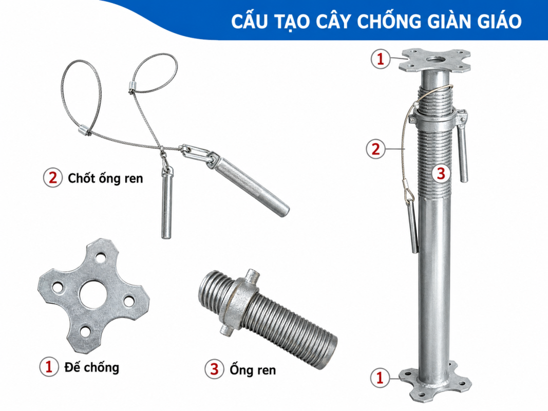 Bán Cây Chống Tăng 4m Mạ Kẽm tại TPHCM Báo Giá chong tang gian giao 4m gia re