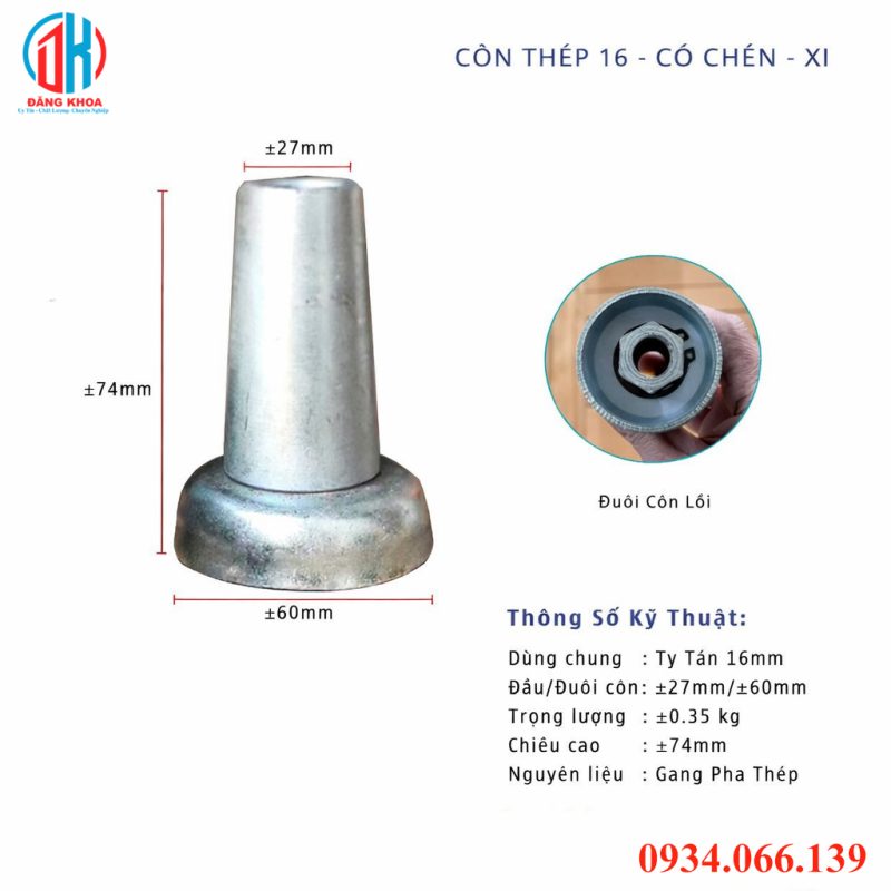 Tán côn thép 16 giá tốt, bền chắc, chống thấm hiệu quả tan con thep 16