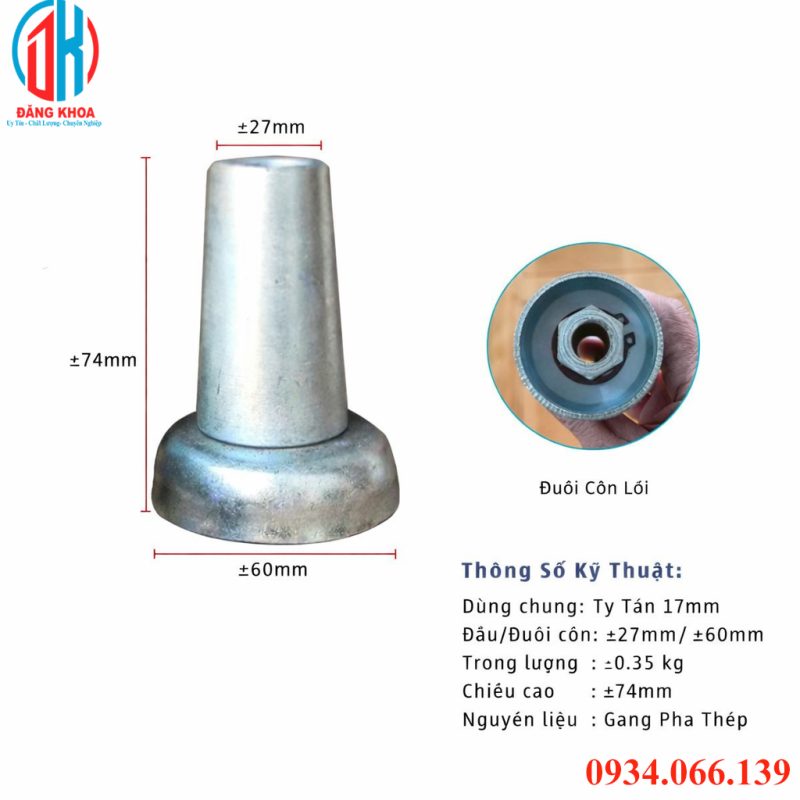 Tán Côn Thép 17 Giá Tốt – Phụ Kiện Cốp Pha Chống Thấm tan con thep 17